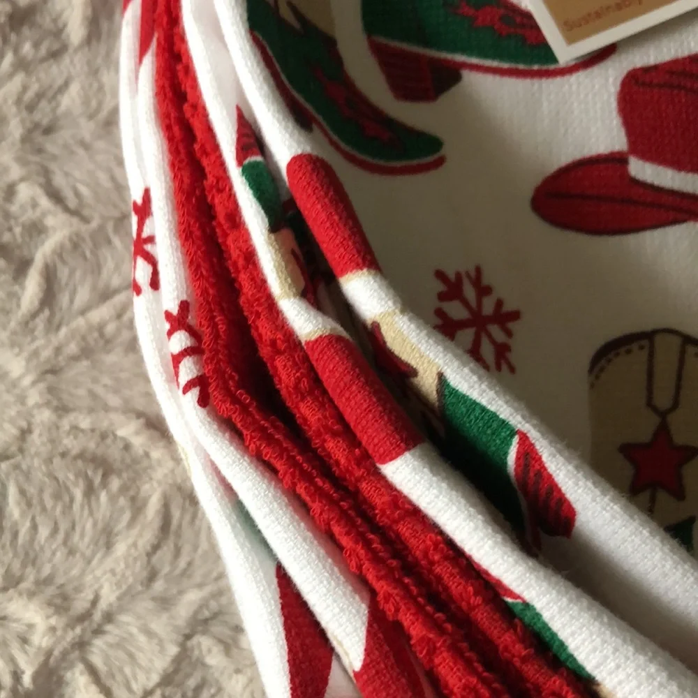 NEW Western Cowboy Boots Christmas Holiday Kitchen Towel Set